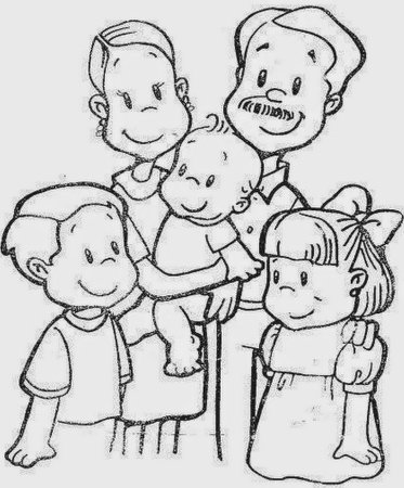 Раскраска семья 5 человек