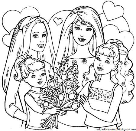 Барби раскраска для детей