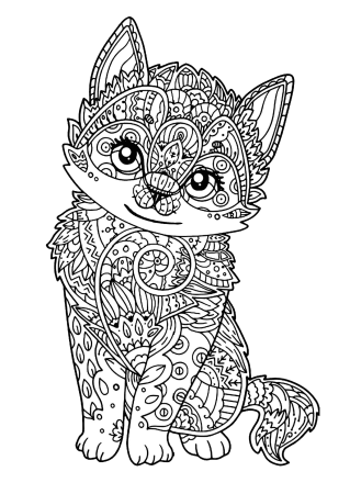 Раскраска Мандала кошка