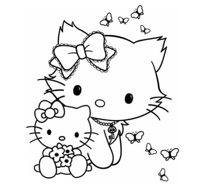 Раскраска Хелло Китти ее питомец