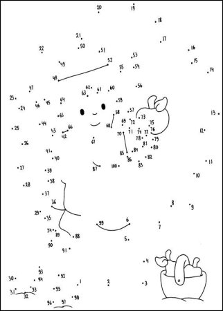 Соединить точки по цифрам до 100