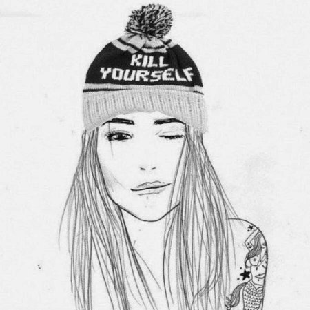 Девушка в шапке рисунок