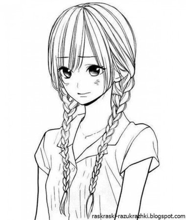 Девочка в стиле аниме для раскрашивания