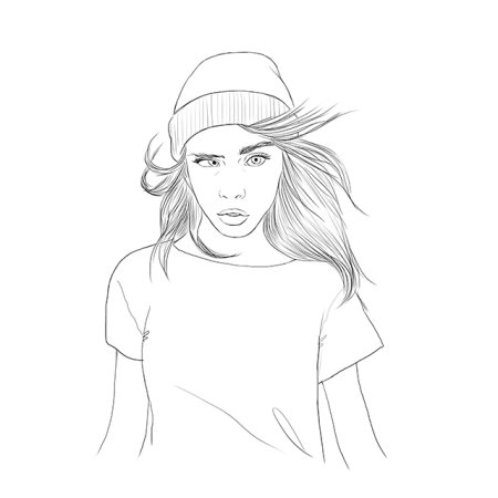 Раскраска девушка в шапке