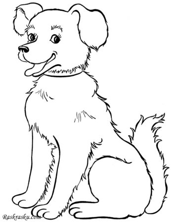 Собака сбоку чернобулый контур