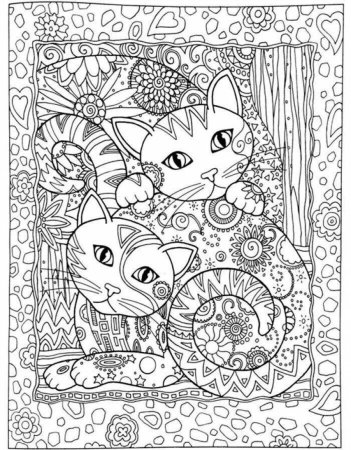 Раскраска кошка сложная