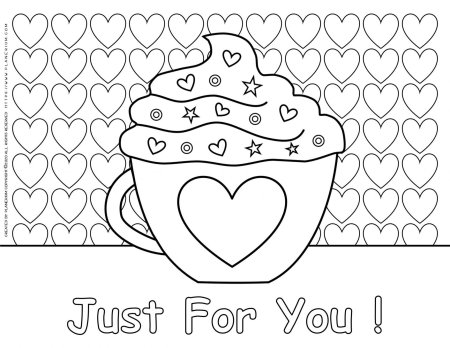 Раскраска на день Святого Валентина торт