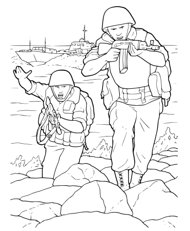 Раскраска военный танкист