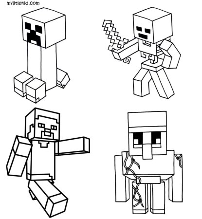 Майнкрафт персонажи раскраска