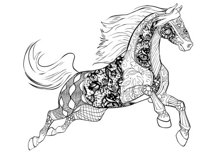 Раскраски лошади сложные