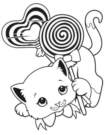 Разукрашки милые котята