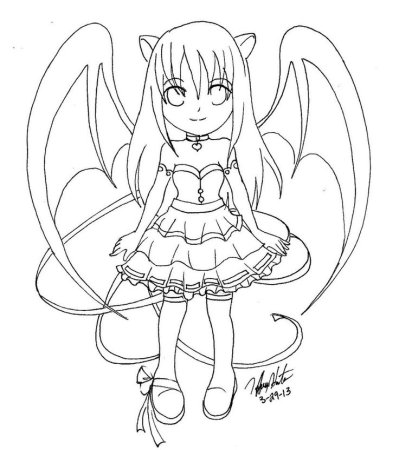 Раскраски аниме демоны Чиби