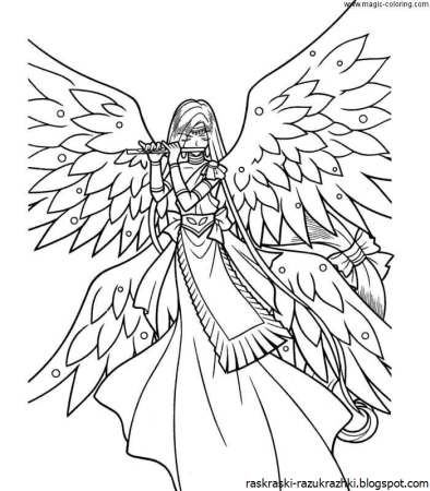 Раскраски аниме девушек ангелов