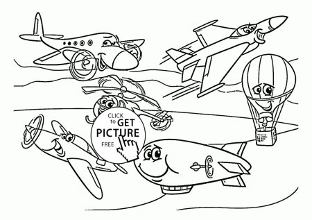 Самолет раскраска несколько