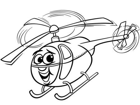 Вертолет детский черно белый