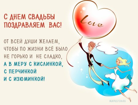 Поздравление со свадьбой