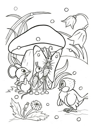 Раскраска Сутеев грибок-Теремок