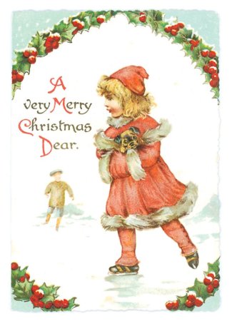 Открытки Merry Christmas девочки