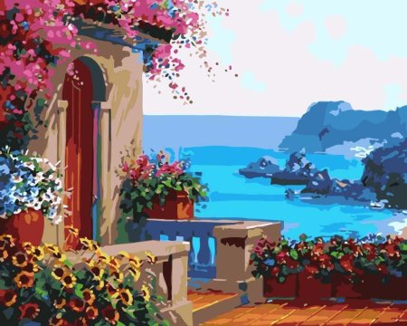 Средиземноморский пейзаж акрилом