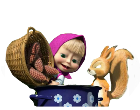 Маша и медведь на прозрачном фоне