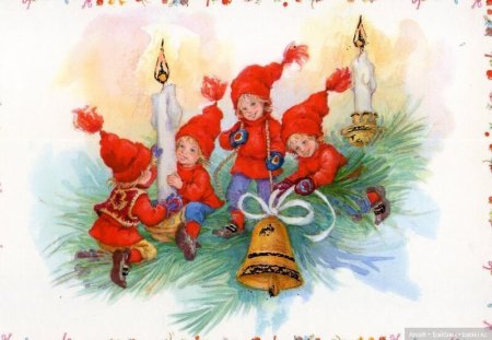 Новогодние открытки гномики