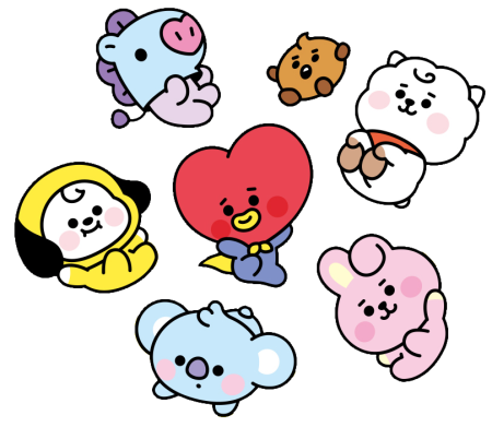 Стикеры bt21 BTS чб