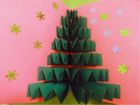 Елка из гармошки открытка