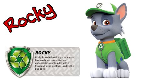 Щенячий патруль Рокки на белом фоне