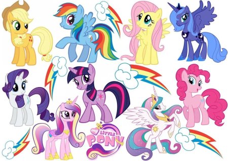 Разноцветные пони из мультика