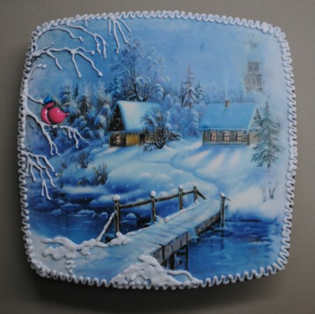 Пряник зимний пейзаж
