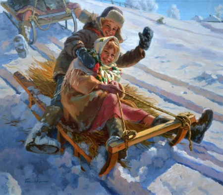 Евгений Балакшин художник на санках