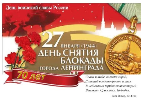 27 Января 1944 года день снятия блокады Ленинграда