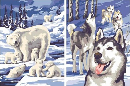 Раскраска по номерам хаски