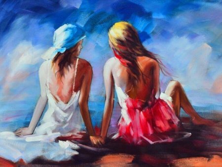 Картина маслом две девушки