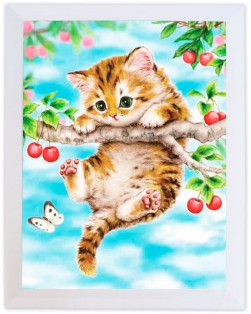 Алмазная мозаика котенок на ветке