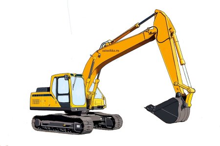 Мехлопата экскаватор Hyundai 290 w-9 на белом фоне