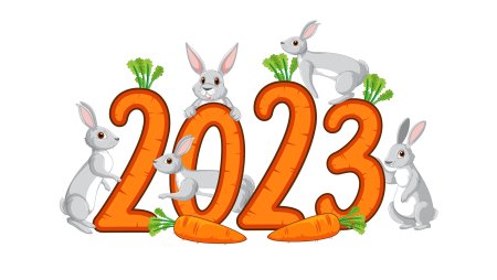 Новогодний кролик рисунок 2023 года