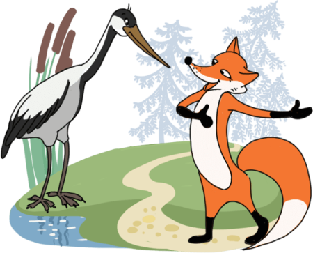 Герои сказки лиса и журавль