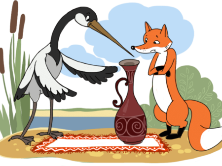 Иллюстрация к сказке лиса и журавль