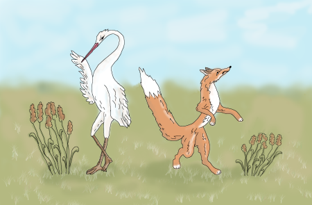 Басня Крылова лиса и журавль