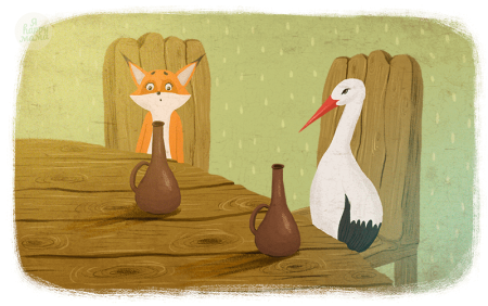 Сказки "лиса и журавль"