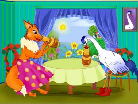 Сказки "лиса и журавль"