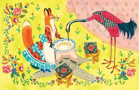 Сказки "лиса и журавль"