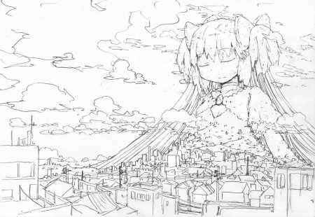Раскраска аниме пейзаж