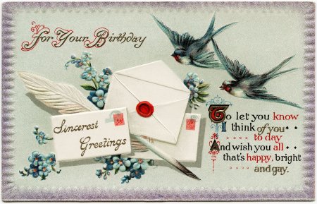 Винтажная открытка Happy Birthday