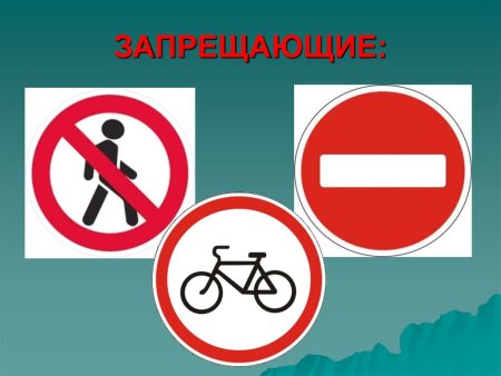 Запрещающие знаки дорожного движения для детей