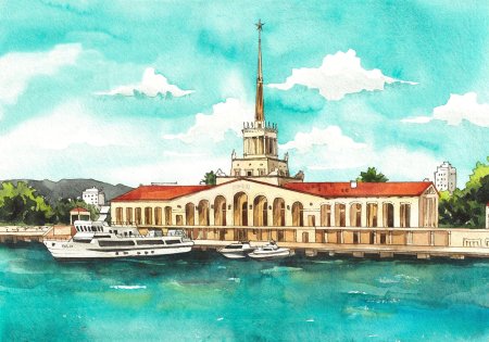 Морской вокзал Сочи картина