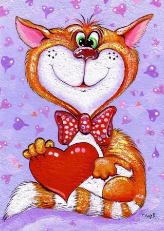 Кот с сердечками