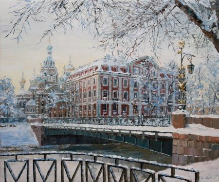 Зимний Санкт Петербург зимний дворец акварель