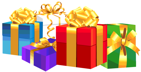 Коробки с подарками на прозрачном фоне